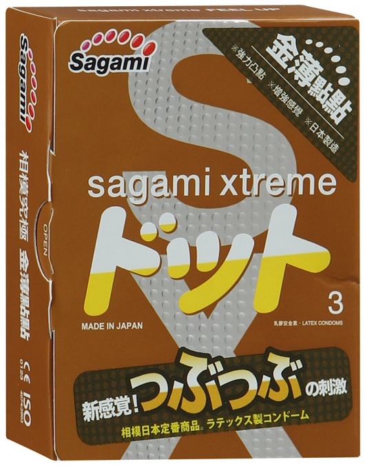 Презервативы Sagami Xtreme FEEL UP с точечной текстурой и линиями прилегания - 3 шт. - Sagami - купить с доставкой в Норильске