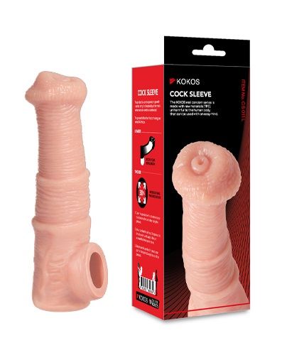 Телесная фантазийная насадка на член Cock Sleeve Size M - KOKOS - в Норильске купить с доставкой