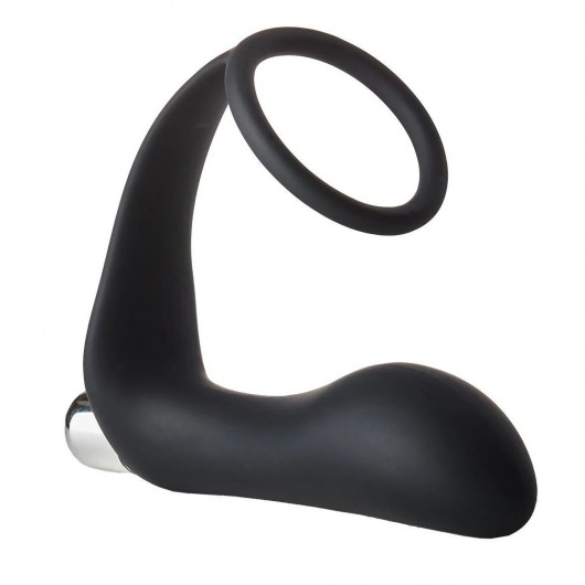 Черное эрекционное кольцо с вибропробкой Vibrating Anal Plug With Cockring - Dream Toys - в Норильске купить с доставкой