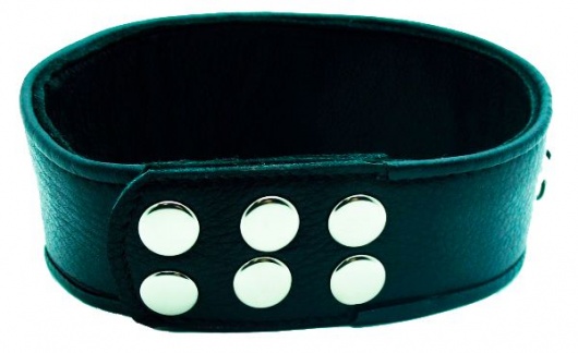 Чёрный кожаный ошейник с полукольцами и клёпками - БДСМ Арсенал - купить с доставкой в Норильске