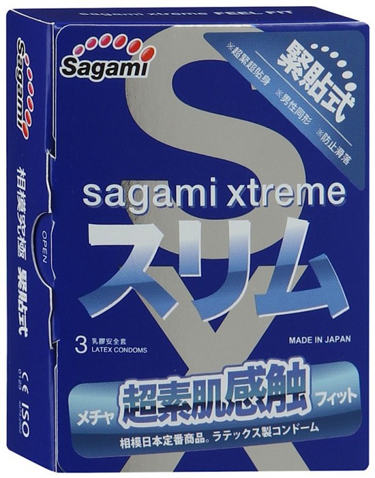 Розовые презервативы Sagami Xtreme FEEL FIT 3D - 3 шт. - Sagami - купить с доставкой в Норильске