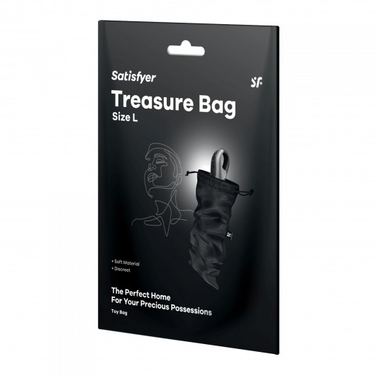 Черный мешочек для хранения игрушек Treasure Bag L - Satisfyer - купить с доставкой в Норильске