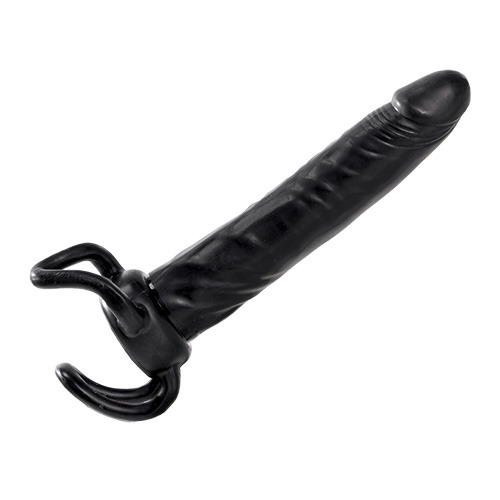 Чёрная насадка-фаллос для двойного проникновения INFLATABLE DILDO SLIM DONG  - 13,5 см. - Toyz4lovers - в Норильске купить с доставкой