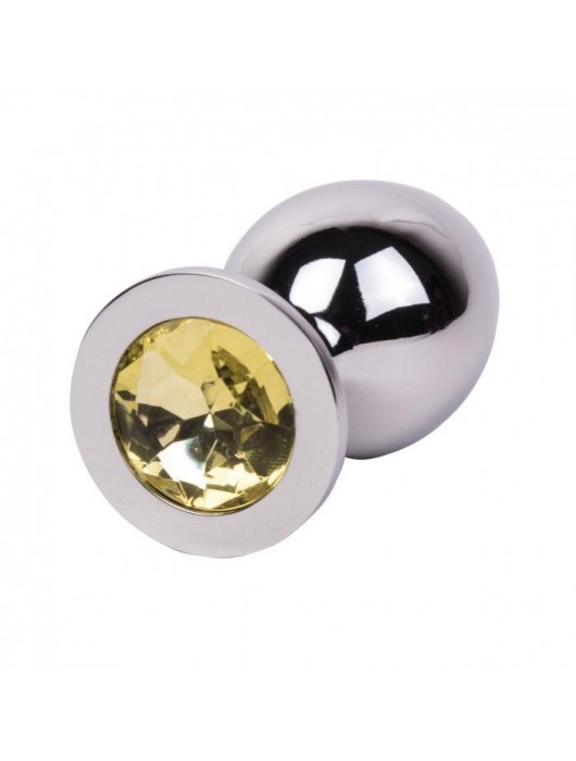 Большой стальной плаг с желтым кристаллом Sweet Lemon - 9,5 см. - Erotic Fantasy - купить с доставкой в Норильске