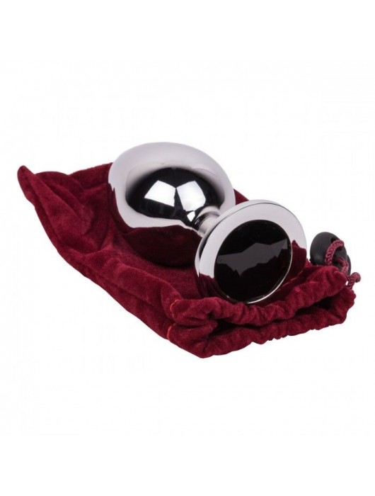 Большой стальной плаг с черным кристаллом Black Rave - 9,5 см. - Erotic Fantasy - купить с доставкой в Норильске