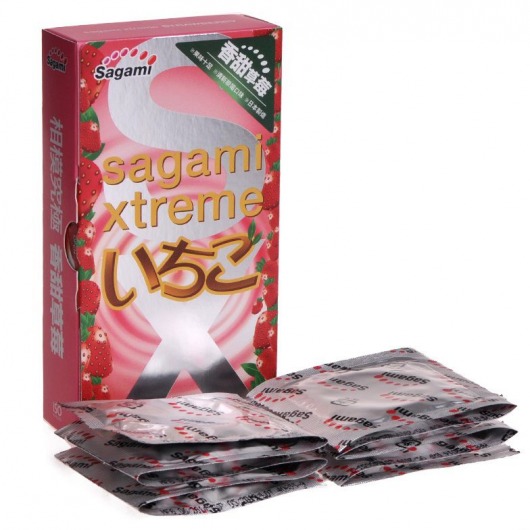 Презервативы Sagami Xtreme Strawberry c ароматом клубники - 10 шт. - Sagami - купить с доставкой в Норильске