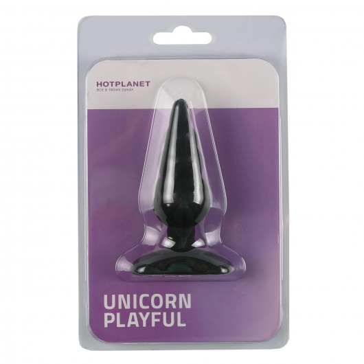 Черная анальная пробка Unicorn Playful - 10 см. - HOT planet