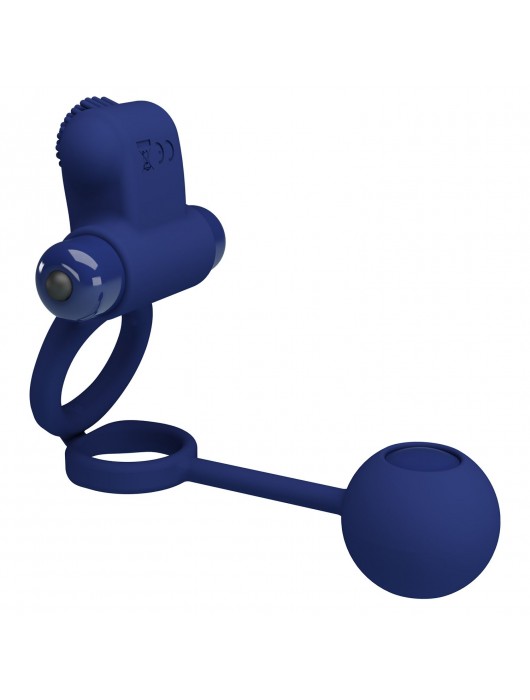 Синее вибрирующее кольцо с утяжеляющим шариком - Baile - в Норильске купить с доставкой