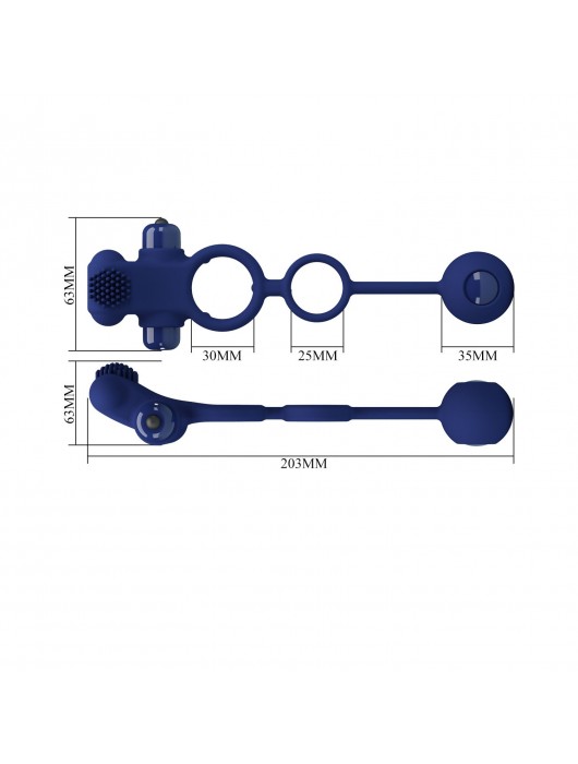 Синее вибрирующее кольцо с утяжеляющим шариком - Baile - в Норильске купить с доставкой