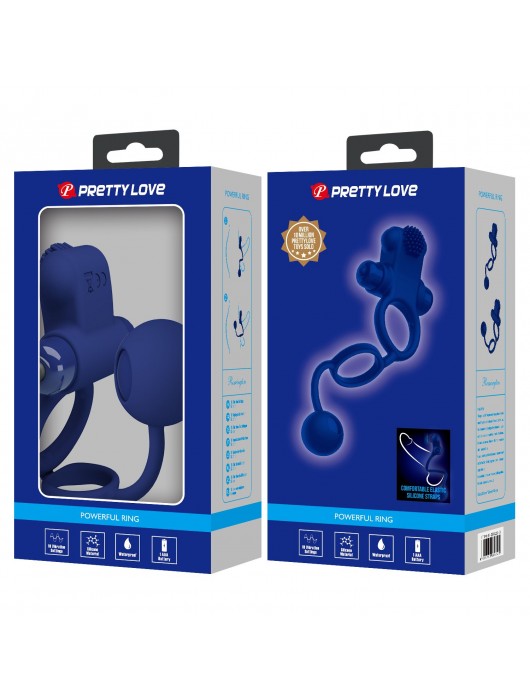 Синее вибрирующее кольцо с утяжеляющим шариком - Baile - в Норильске купить с доставкой