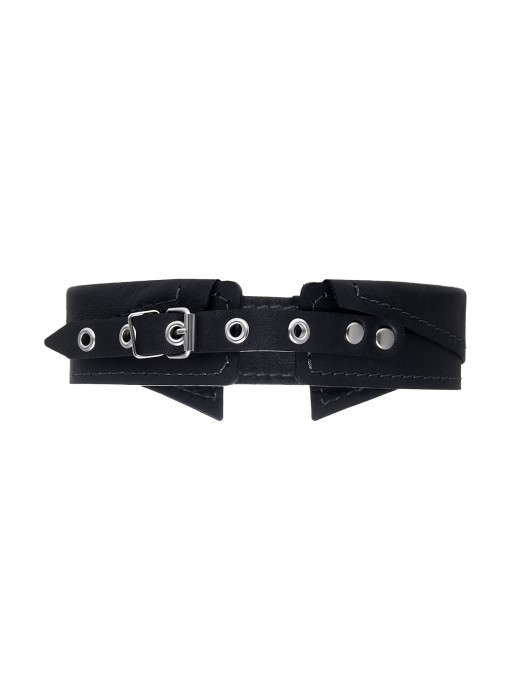 Черный кожаный ошейник-воротник с поводком - Pecado - купить с доставкой в Норильске