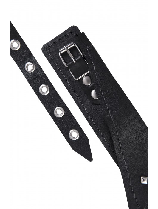 Черный кожаный ошейник-воротник с поводком - Pecado - купить с доставкой в Норильске