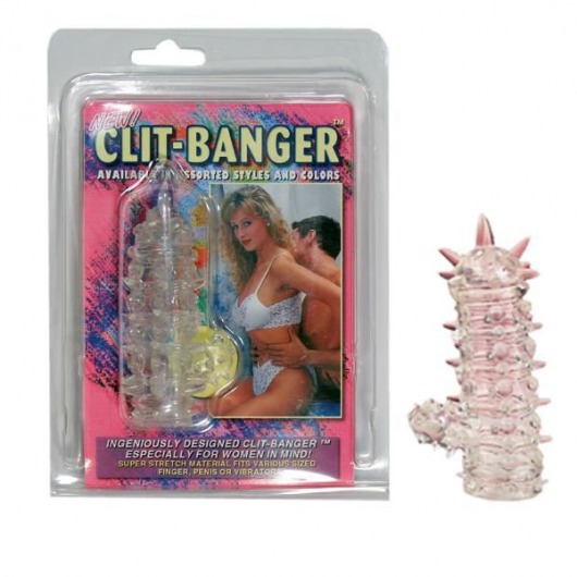 Прозрачная насадка с шипами и клиторальной шишечкой CLIT-BANGER SLEEVE IN CLEAR - Tonga - в Норильске купить с доставкой