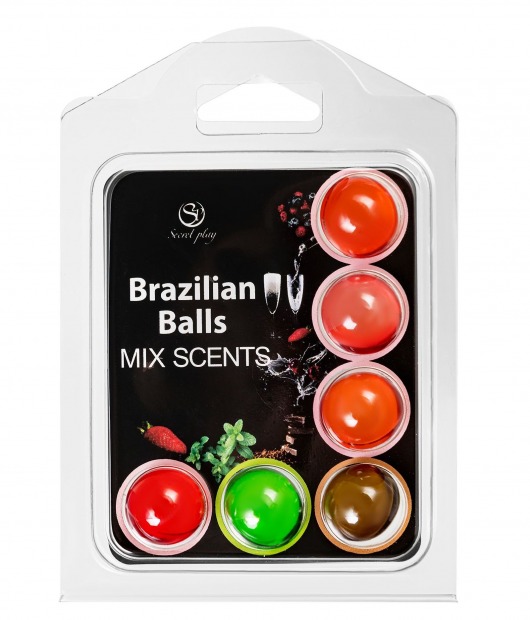 Набор из 6 шариков с ароматизированными массажными маслами Brazilian Balls - Secret Play - купить с доставкой в Норильске