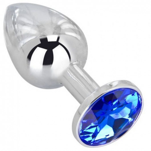 Анальное украшение BUTT PLUG  Small с синим кристаллом - 7 см. - Anal Jewelry Plug - купить с доставкой в Норильске