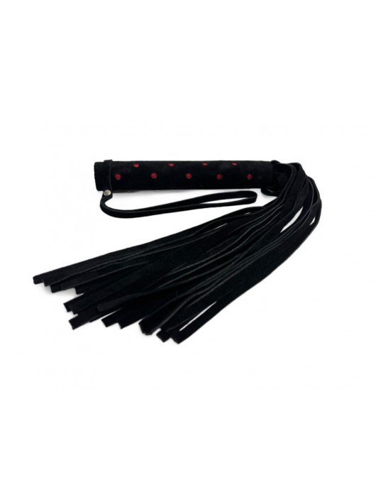 Черная замшевая плеть с красными точками на рукояти Red dot Princess - 43 см. - БДСМ Арсенал - купить с доставкой в Норильске