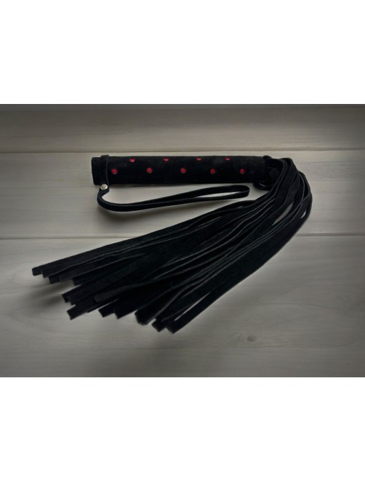 Черная замшевая плеть с красными точками на рукояти Red dot Princess - 43 см. - БДСМ Арсенал - купить с доставкой в Норильске