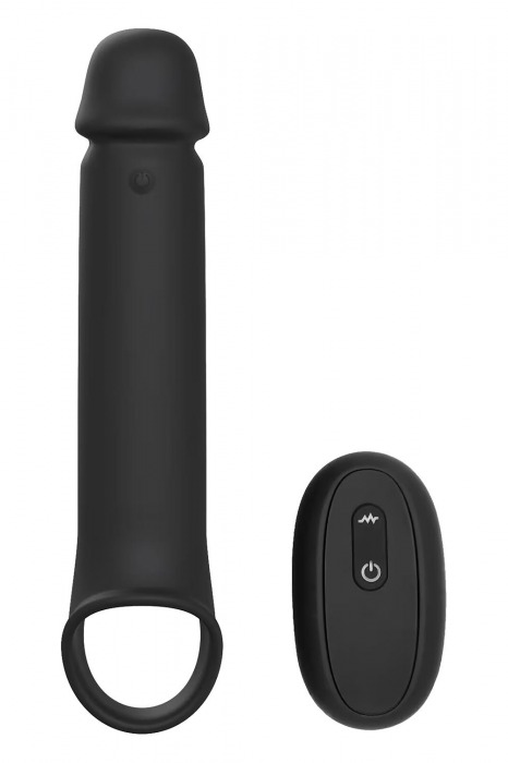 Черная насадка-удлинитель с вибрацией Vibrating Extender With Remote - Dream Toys - в Норильске купить с доставкой