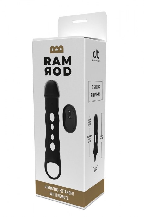 Черная насадка-удлинитель Vibrating Extender With Remote с вибрацией - Dream Toys - в Норильске купить с доставкой