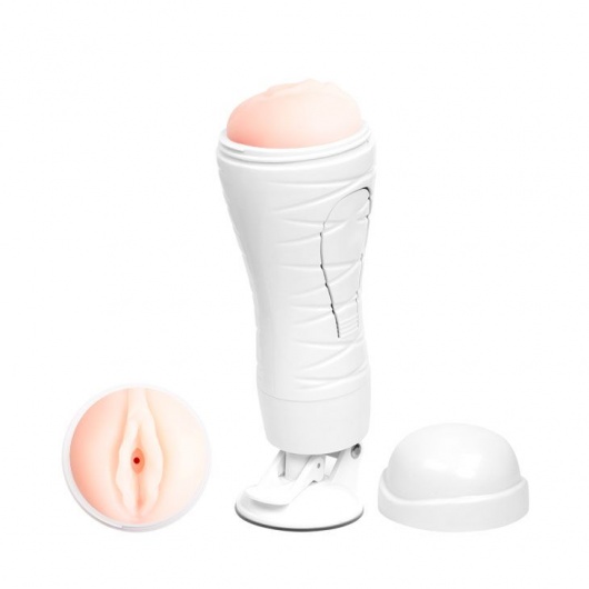 Мастурбатор-вагина Flora White с присоской и 12 режимами вибрации - Baile - в Норильске купить с доставкой