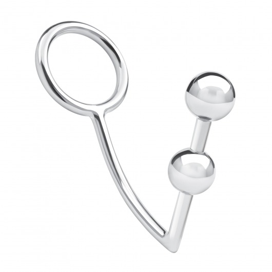 Кольцо на пенис с анальным стимулятором Two Bead Stainless Steel Anal Hook   Cock Ring - BlueLine - в Норильске купить с доставкой