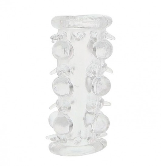 Прозрачная насадка на пенис с шипами и бугорками JELLY JOY LUST CLUSTER CLEAR - Dream Toys - в Норильске купить с доставкой