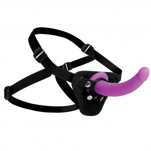 Лиловый поясной страпон Navigator Silicone G-Spot Dildo with Harness - 17,8 см. - XR Brands - купить с доставкой в Норильске