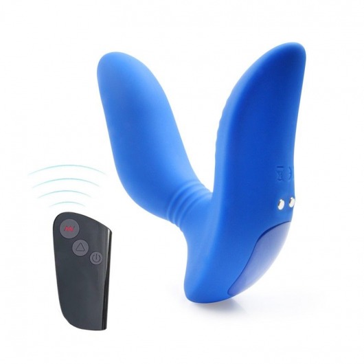 Синий вибромассажер простаты 3,5’’ Remote Control Curve P-spot Massager - 12 см. - Erokay - в Норильске купить с доставкой