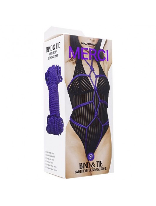 Фиолетовая верёвка для связывания и фиксации Bind Tie - 15,24 м. - Doc Johnson - купить с доставкой в Норильске