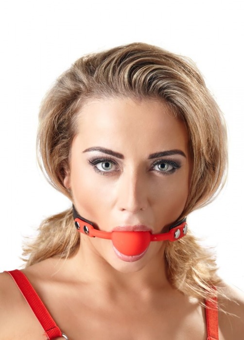 Силиконовый кляп-шар на чёрных ремешках Red Gag silicone - Orion - купить с доставкой в Норильске