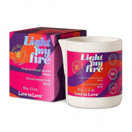 Массажная свеча Light My Fire с ароматом моной - 80 мл. - Love to Love - купить с доставкой в Норильске