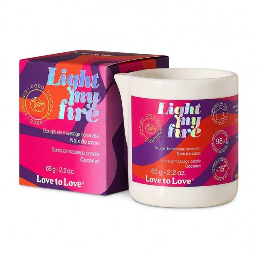 Массажная свеча Light My Fire Coconut с ароматом кокоса - 65 гр. - Love to Love - купить с доставкой в Норильске