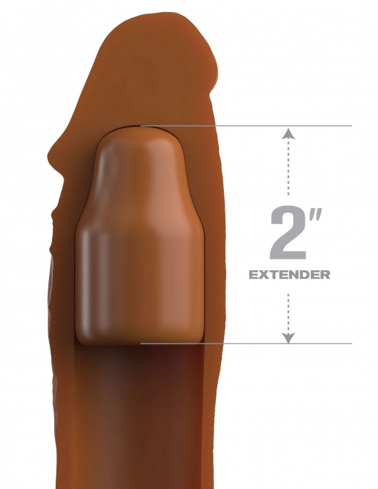 Коричневая насадка на член 2  Silicone X-tension - 20,3 см. - Pipedream - в Норильске купить с доставкой