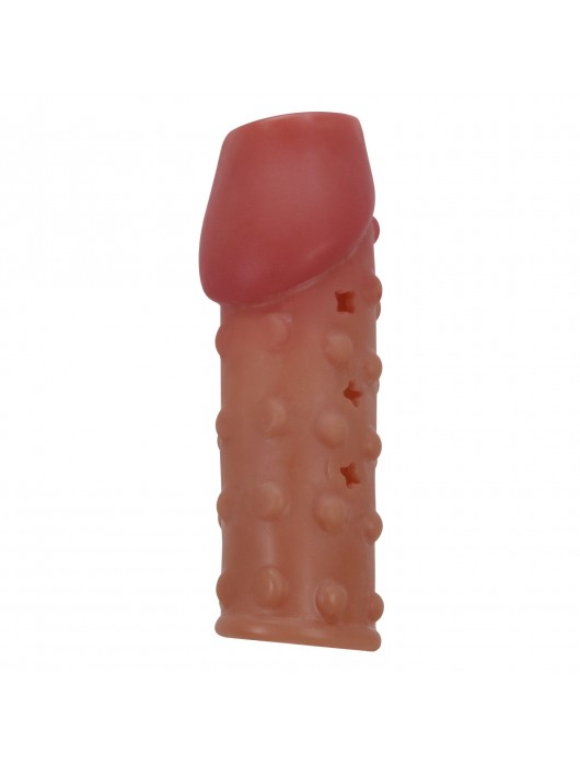 Телесная открытая насадка на пенис с бугорками - 19,8 см. - Baile - в Норильске купить с доставкой