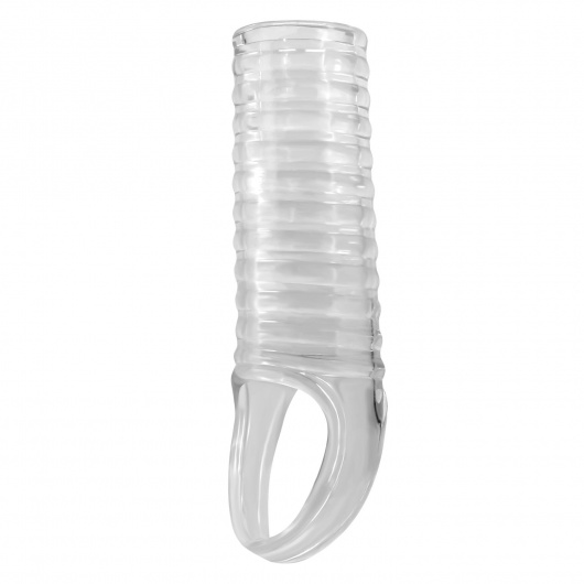 Прозрачная насадка на пенис с ребрышками и подхватом мошонки - Baile - в Норильске купить с доставкой