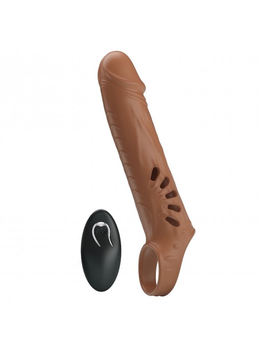 Коричневая вибронасадка с подхватом мошонки и пультом ДУ - Baile - в Норильске купить с доставкой