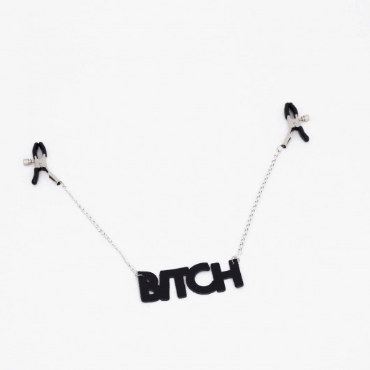 Зажимы на соски с кожаной подвеской Bitch - Crazy Handmade - купить с доставкой в Норильске