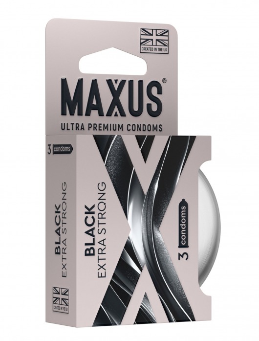Черные утолщенные презервативы MAXUS Extra Strong с железным кейсом - 3 шт. - Maxus - купить с доставкой в Норильске