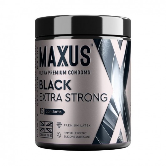 Черные утолщенные презервативы MAXUS Extra Strong с железным кейсом - 15 шт. - Maxus - купить с доставкой в Норильске