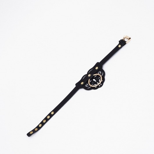 Черный чокер с клепками и золотистой фурнитурой - Crazy Handmade - купить с доставкой в Норильске