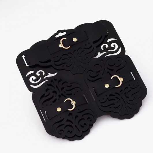 Фигурный набор для БДСМ-игр с узорами и золотистой фурнитурой - Crazy Handmade - купить с доставкой в Норильске