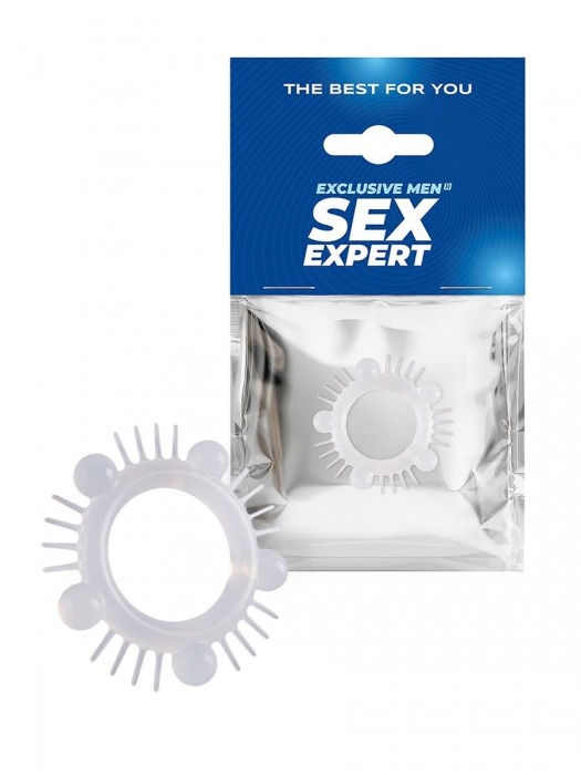 Эластичное эрекционное кольцо с шишечками и шипами - Sex Expert - в Норильске купить с доставкой