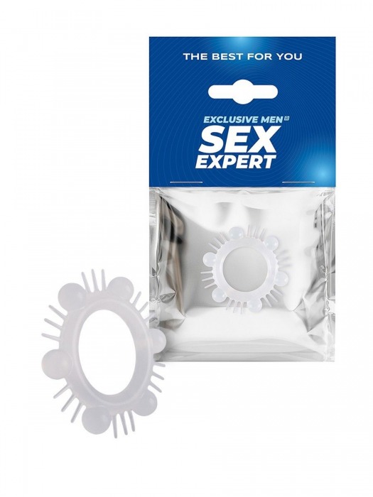 Эластичное эрекционное кольцо с шипиками и шариками - Sex Expert - в Норильске купить с доставкой