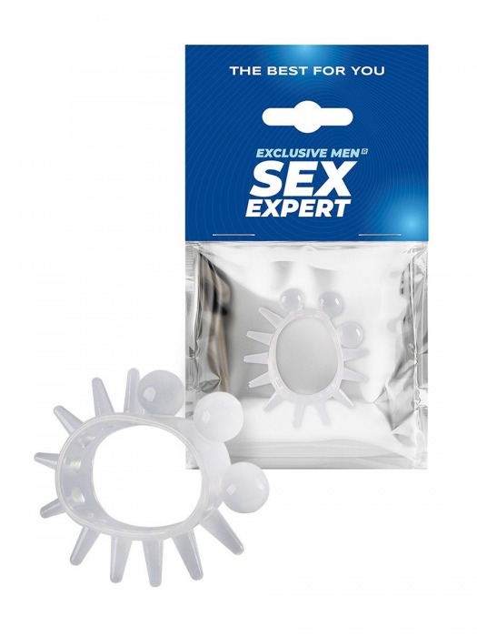 Эластичное эрекционное кольцо с шариками и лучами - Sex Expert - в Норильске купить с доставкой