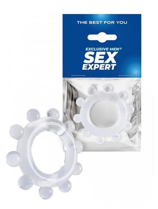 Прозрачное эрекционное кольцо со стимулирующими шариками - Sex Expert - в Норильске купить с доставкой