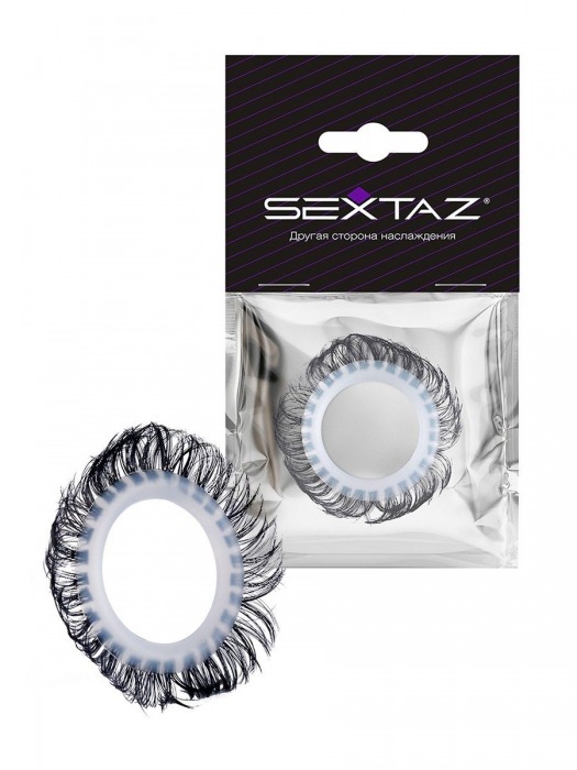 Эластичное эрекционное колечко с черными «ресничками» - Sextaz - в Норильске купить с доставкой