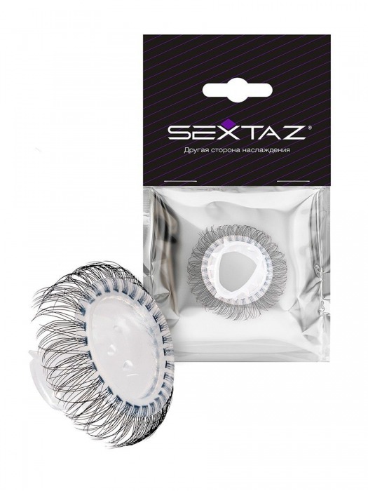 Эластичное эрекционное кольцо с длинными черными «ресничками» - Sextaz - в Норильске купить с доставкой
