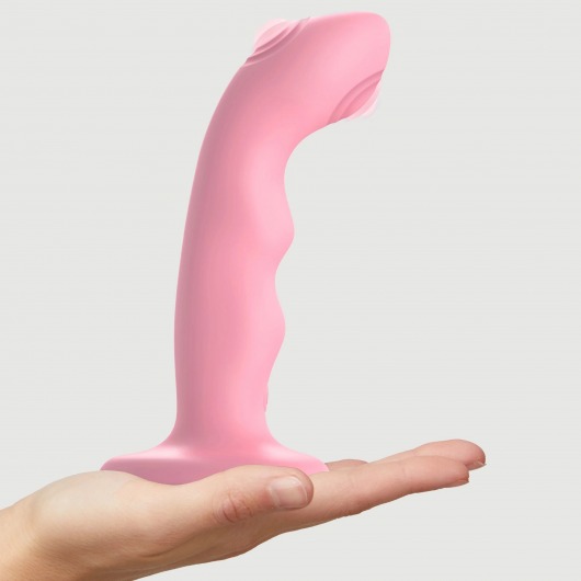 Розовая насадка-стимулятор Strap-On-Me Tapping Dildo Wave - Strap-on-me - купить с доставкой в Норильске