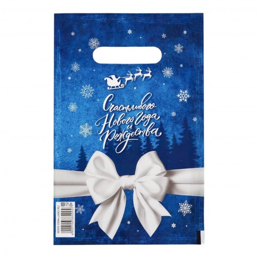 Сине-белый подарочный новогодний пакет с вырубной ручкой (20х30 см) - Сима-Ленд - купить с доставкой в Норильске