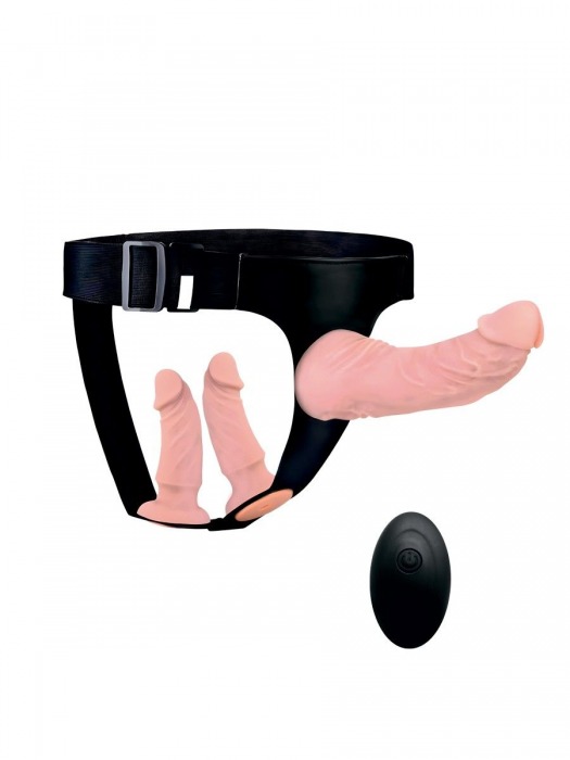 Женский страпон с 3 насадками и вибрацией - Erowoman-Eroman - купить с доставкой в Норильске